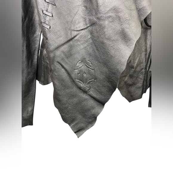 NWT Women’s Rare Vintage Y2K Harley Davidson Asymmetric Black Leather Jacket XL - Picture 4 of 15